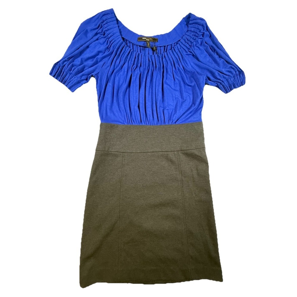 BCBG Max Azria 4P Petites Blue Black Colorblock Sheath Dress